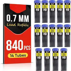 840 count Lead Refills, 0.7mm Mechanical Pencil Lead HB, Break Resistant Pencil Refills, Black,14 Tubes(60pcs/tube)