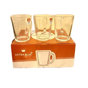 Set of 6 Glass Coffee Cups for Drinkware, Clear Mug