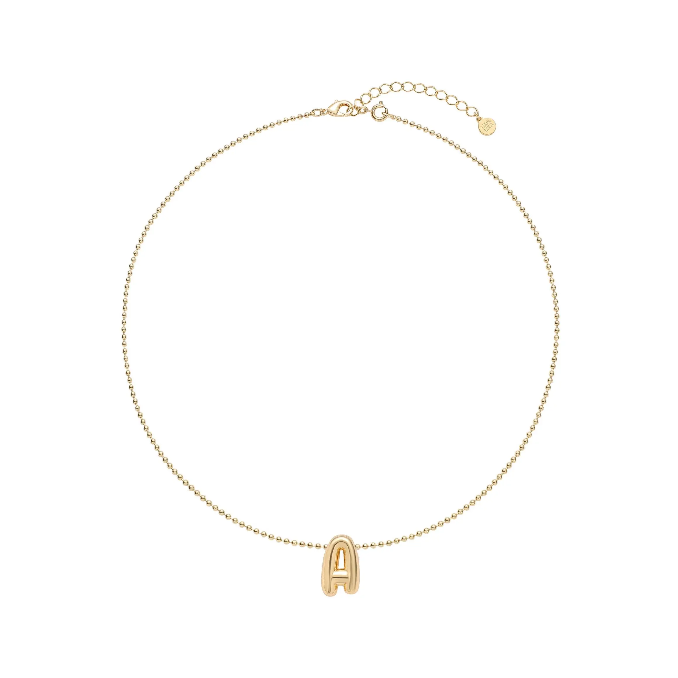 Mini Balloon Initial Necklace - Puffy Bubble Letter Necklace Design with 18K Gold Plated Finish, Ideal for Everyday Wear