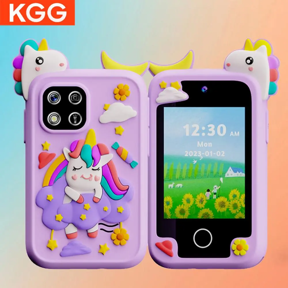 KGG Unicorn Pattern Smart Phone, Portable Cute Cartoon Design Phone with Camera & Games, Educational Learning Toy for Boys and Girls