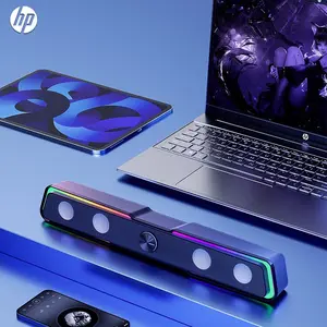 HP DHE-6002S Wired RGB Multimedia Speaker, Long Desktop Speaker for Home & Office Computers, Plug and Play Speaker for Home