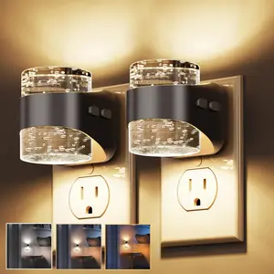 ISUNMEA 2 Pack LED Night Light, Bubble Night Lights Plug into Wall, 3000K/4000k/5000K Adjustable Color Temperature Night Light,Dimmable Nightlights with Dusk to Dawn Sensor for Rooms Bathroom Hallway