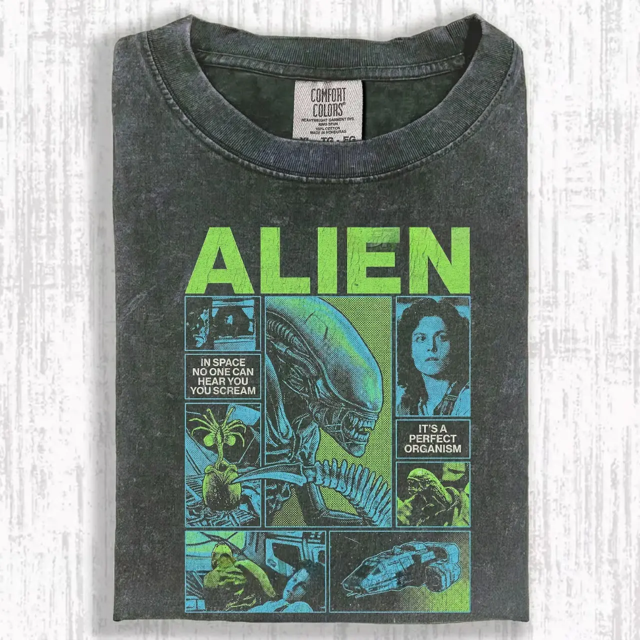 Alien 1979 Vintage Movie Shirt, Retro Horror Movie T Shirt Faded Black Wash Shirt, Alien In Space Horror Shirt, Retro Sci Fi Shirt, Gift RZ