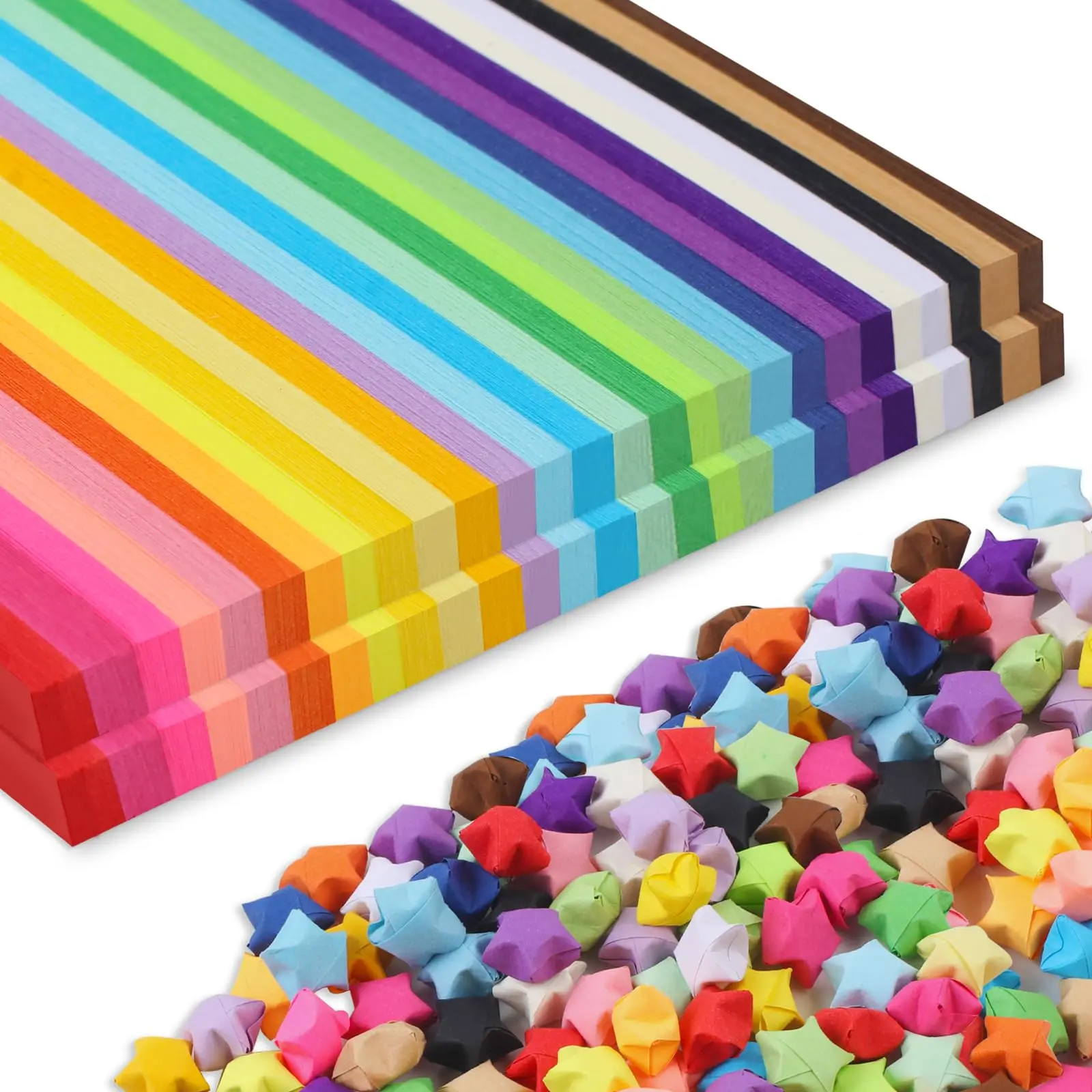 2060 Sheets Double-Sided Folded Origami Paper Strips - 27-Vibrant-Color Assortment for DIY Hand Art Crafts, Party Decor, Includes Star Note Manual Guide