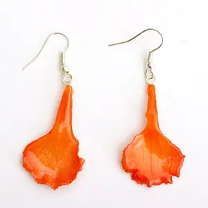 Flower Earrings Orange Carnation Flower Earrings
