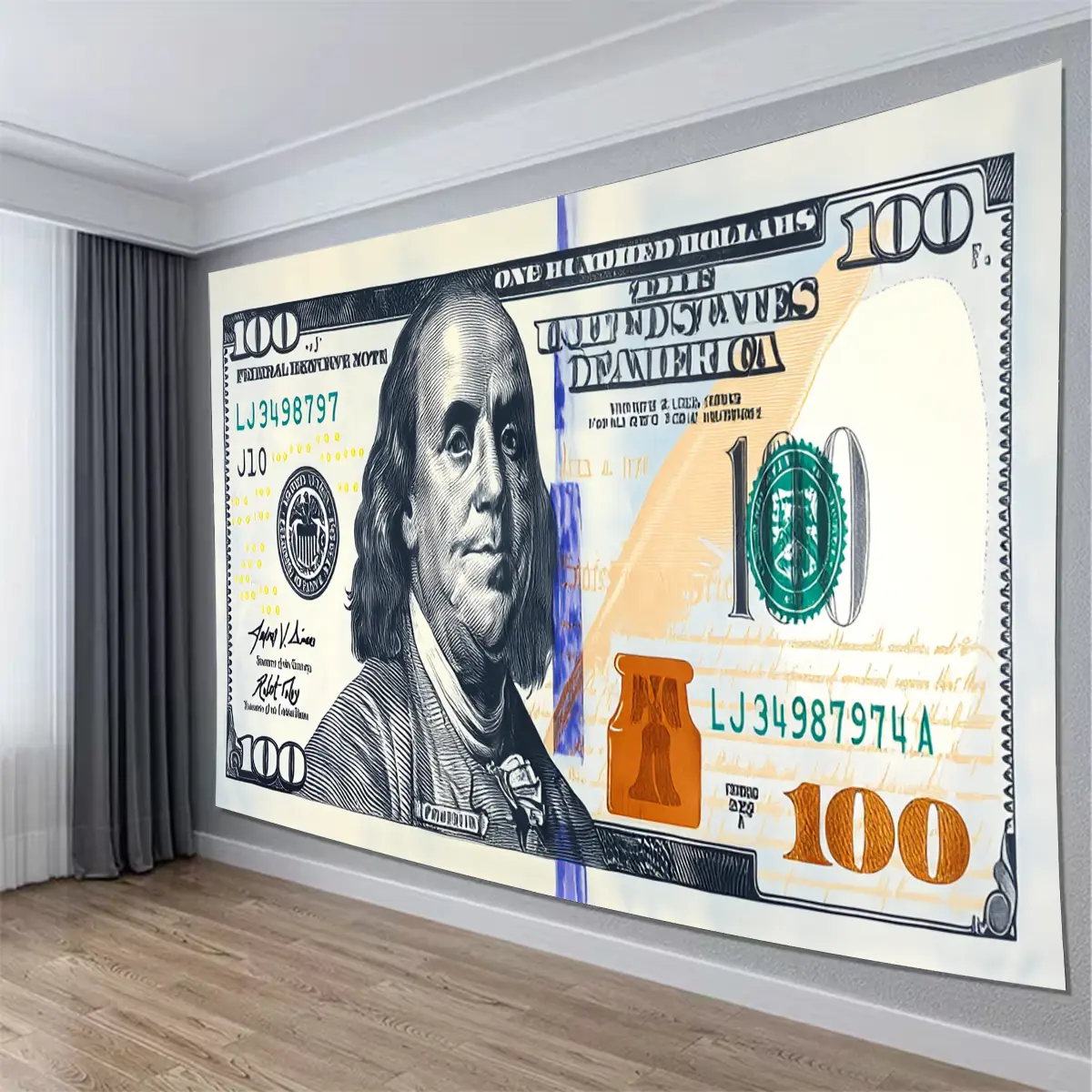 Money Dollar Bill Tapestry, $100 Bill Wall Hanging, Luxury Cash Print Polyester Tapestry for Bedroom, Dorm, Living Room, Gaming Room & Man Cave, 30×40in / 40×60 / 50×60 / 60×80 / 60×90 / 70×90