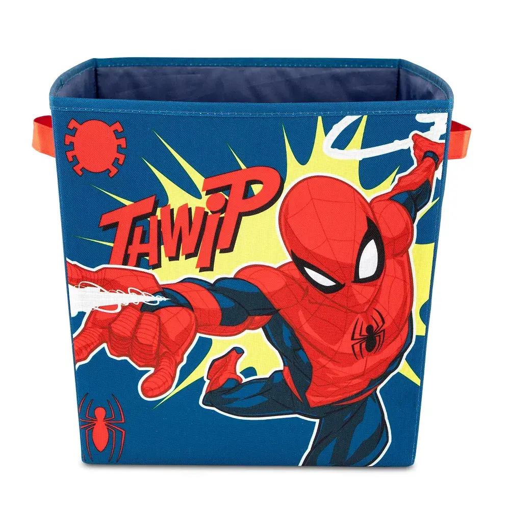 Marvel Spider-Man Fabric Storage Bin - Spider Theme Home Organizer, Open Storage Boxes for Home Organization