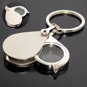 1PC Metal keychain magnifying glass high-definition glass portable foldable