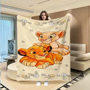 Simba Nana Flannel Blanket, Cute Baby Lion Print, Warm Cover, Creative Digital Print, Holiday Gift, Sofa Bed Throw, Outdoor Multi-Purpose