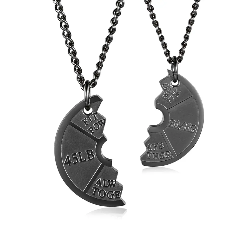Elegant Titanium Steel Fitness Barbell Pendant Couple Necklace, Ideal for Birthday, Anniversary Gifts