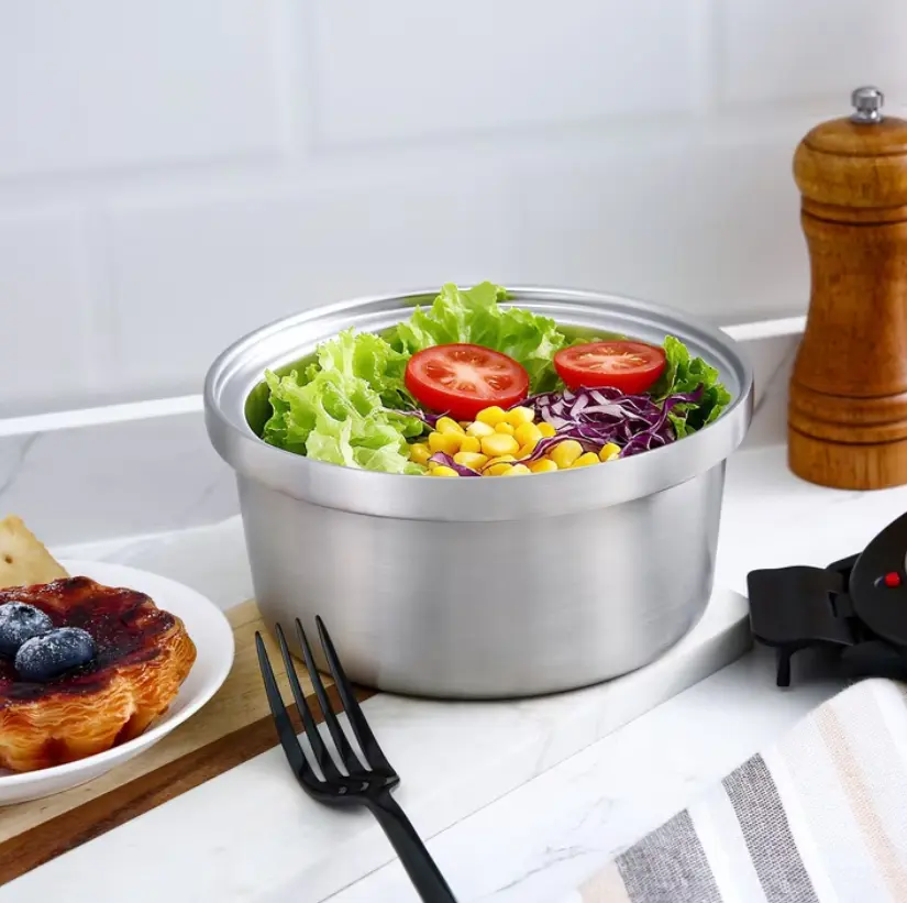 Mainstays Food Jar Insulated Food Storage Container, Stainless Steel, Round, 28oz, Ideal Use for Workday Meals and Travel to Keep Meals Hot or Cold