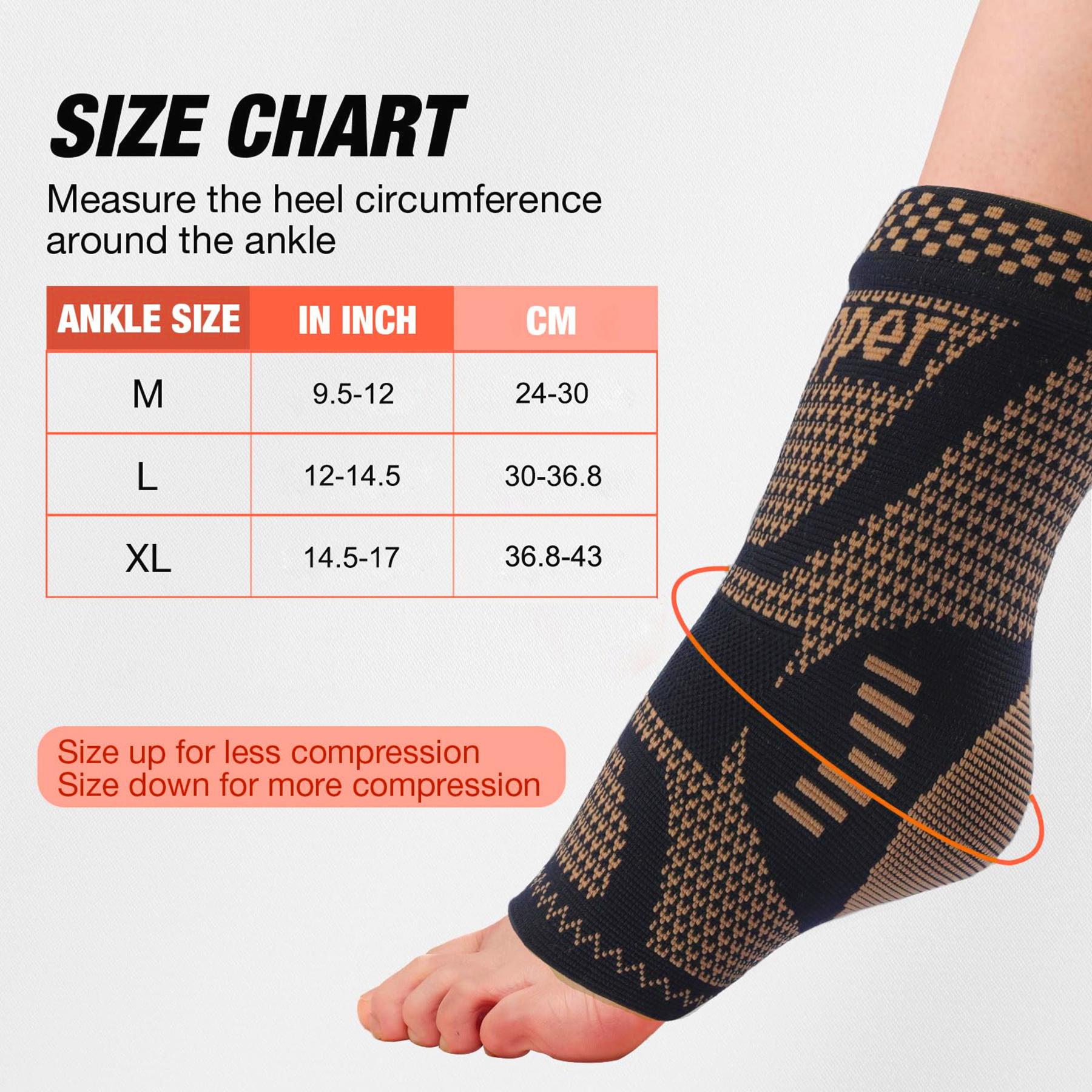 ARITAUM COPPER Foot & Ankle Brace Socks for Sprained Ankle Compression Sleeve - Plantar Fasciitis Relief Brace, Foot Support for Women & Men - Tendonitis & Arthritis Foot Sleeve, Stabilizing Ankle Wrap