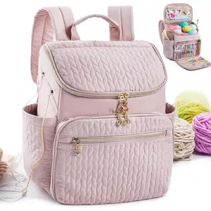 Knitting Bag Backpack, Large Crochet Backpack - Crochet Bag Organizer, Yarn Storage Organizer - Yarn Holder with 10 Pockets for Crochet Accessories, Knitting & Crochet Supplies, Crochet