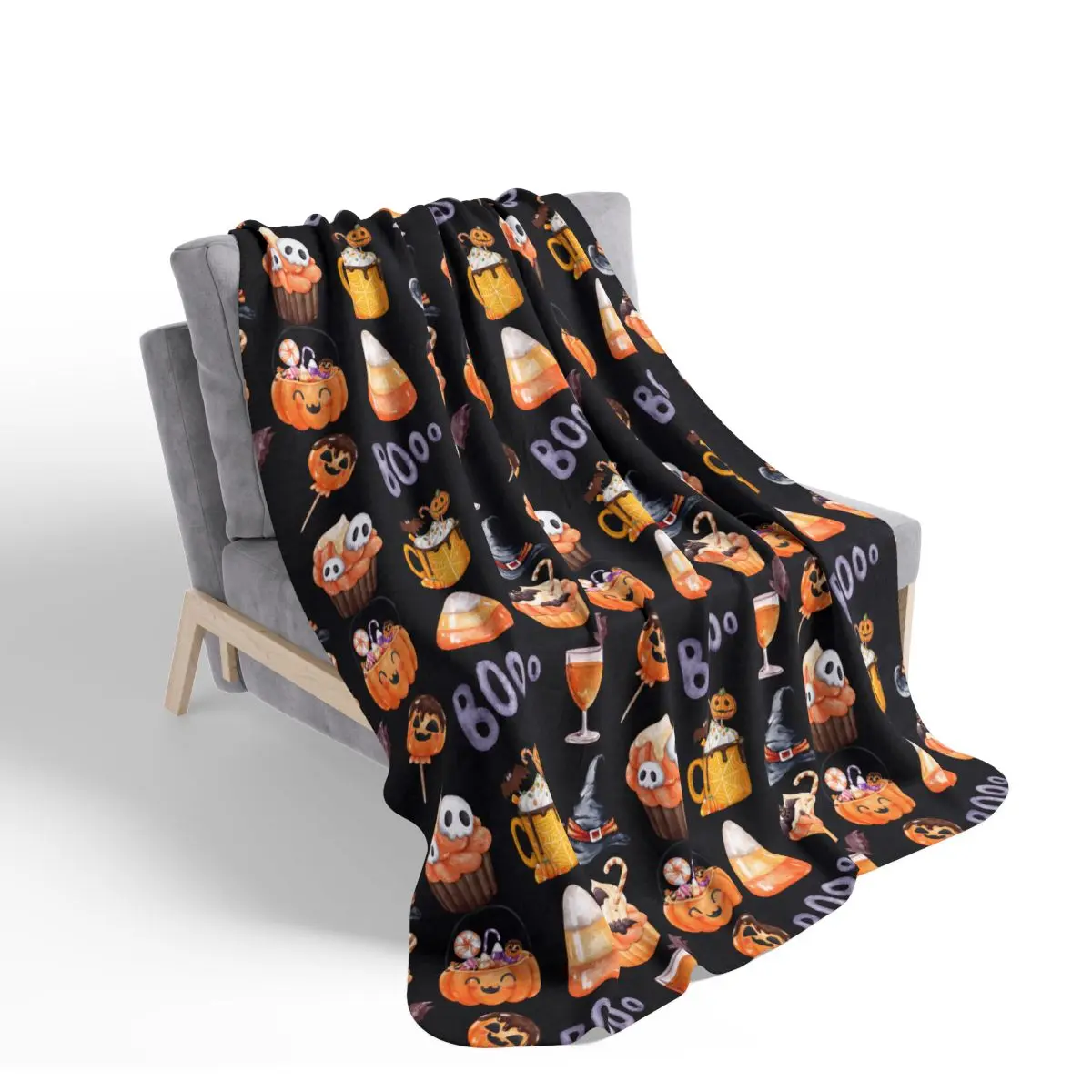 Boujee Halloween Fleece Sherpa Blanket
