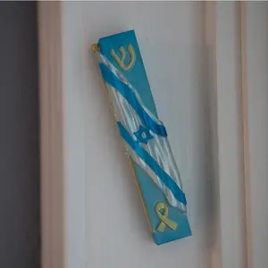 Israeli Solidarity Mezuzah Cover - Bring Our Hostages Home - Handmade Resin Judaica Case, Unique Artisan Mezuzah Holder