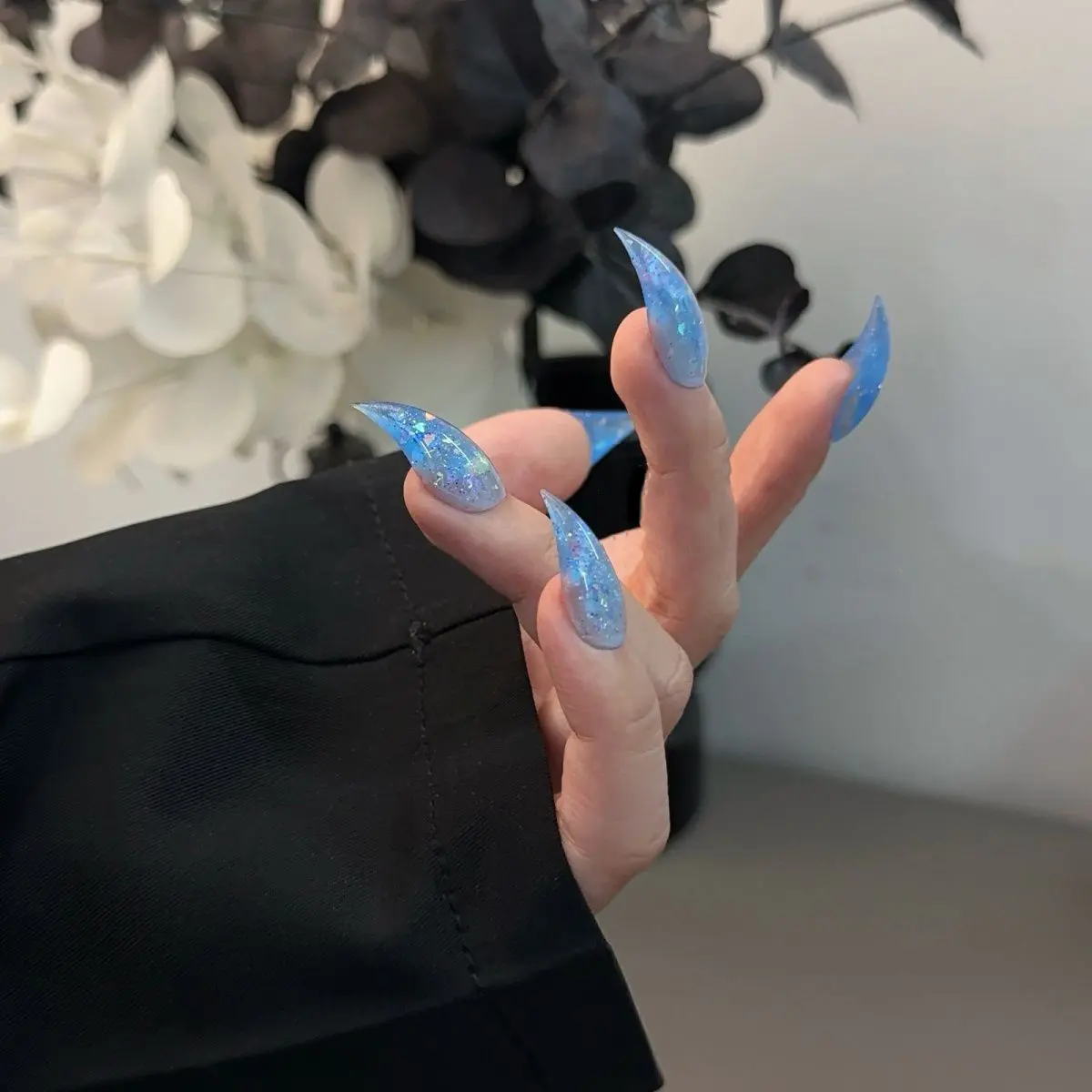 Zanxu|10pcs Ocean Blue Dragon Claws! Acetate Glitter Shimmer | High-Quality Handmade Press-On Nail Series Gothic Creepy Cute Set Acrylic Crystal Art Bags Purple Black Spiral long square press-on nail Almond Shaped Floral Press-On Nails Glam Pink French Ti
