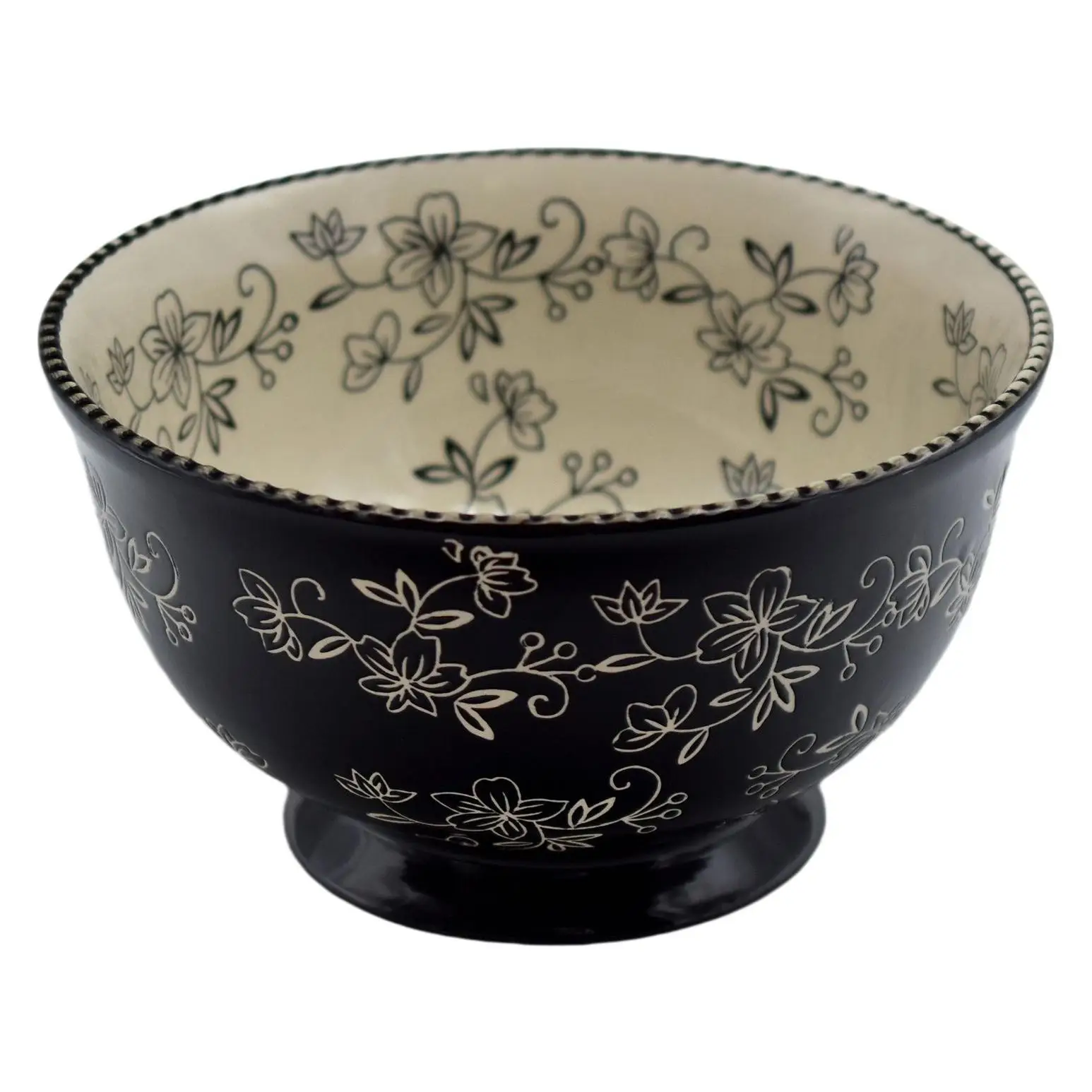 Temp-tations Floral Lace 2-Quart Pedestal Bowl Ceramic Dinnerware Tableware Kitchenware