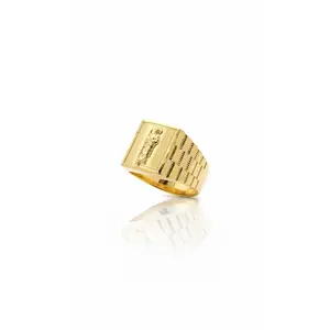 10K Yellow Gold - Diamond Cut Jesus Religious Ring