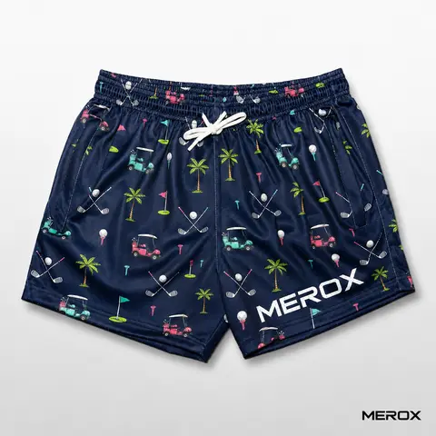 MEROX Golf Print 5-Inch Mesh Shorts for Men & Women – Breathable Golf-Themed Gym, Workout, Running, Training & Summer Streetwear Athletic Shorts with Zipper Pockets