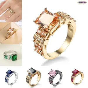Women's Asymmetric Gold-Plated Cubic Zirconia Statement Multi Ring - Edgy Punk Grunge Fashion Jewelry, Bold Sparkly Party Wear Accessory