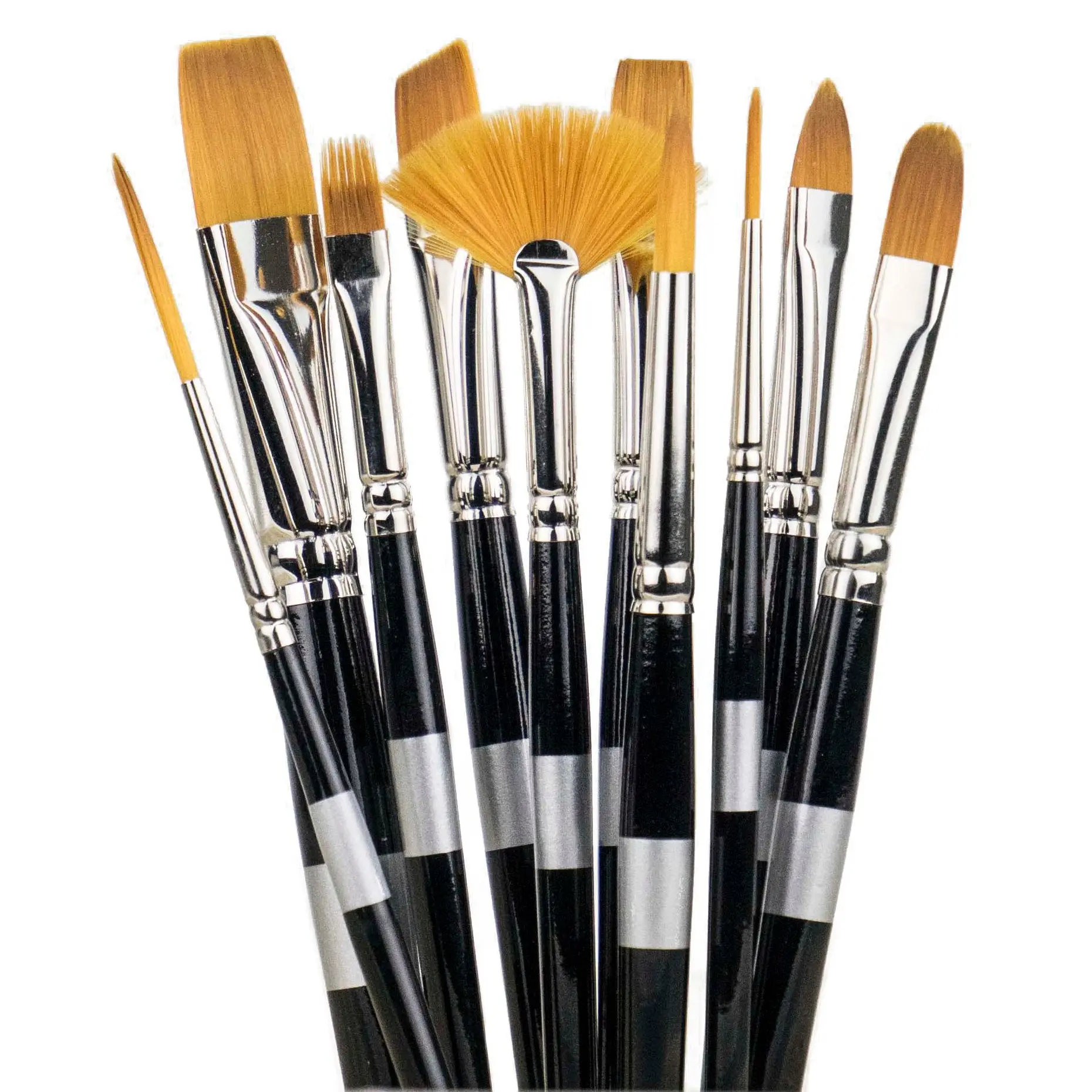 Trekell Golden Taklon Short Handle Artist Brushes for Acrylic & Watercolor - Premium Synthetic Brushes