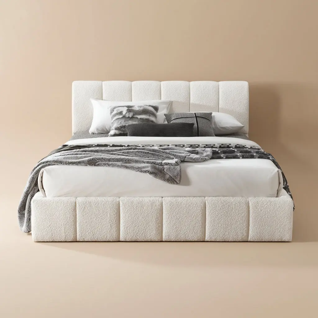 Pearce White Boucle King Bed