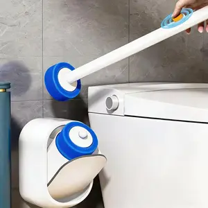 Disposable Toilet Brush Set with 24PCS Refills Wall-Mount Scrubbing Wand Holder for Bathroom Cleaning System Sink Bathtub Drain Wash Basin Urinal