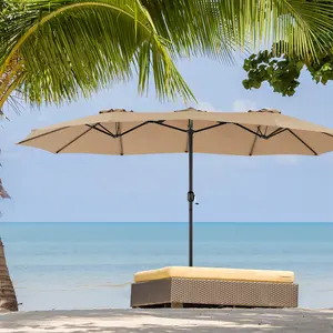 Party-Ready! 15ft Patio Umbrella w/ FREE Base - 12-Rib Windproof Design for Outdoor Dining  (3 Colors!)