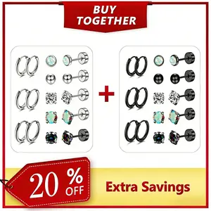 Jstyle Surgical Steel Earrings for Sensitive Ears Hypoallergenic Earrings for Women 20G Flat Back Stud Earrings Cartilage Hoop Earrings 8/10/12MM