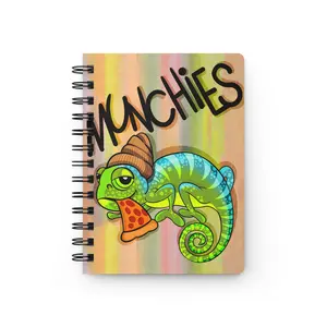 Chamo Pop Art - Munchies Pizza Foodie Eater Spiral Bound Journal | Fun Chameleon Design, Perfect for Kids, Artists, Gift for Graduations, School Supplies, Note Taking