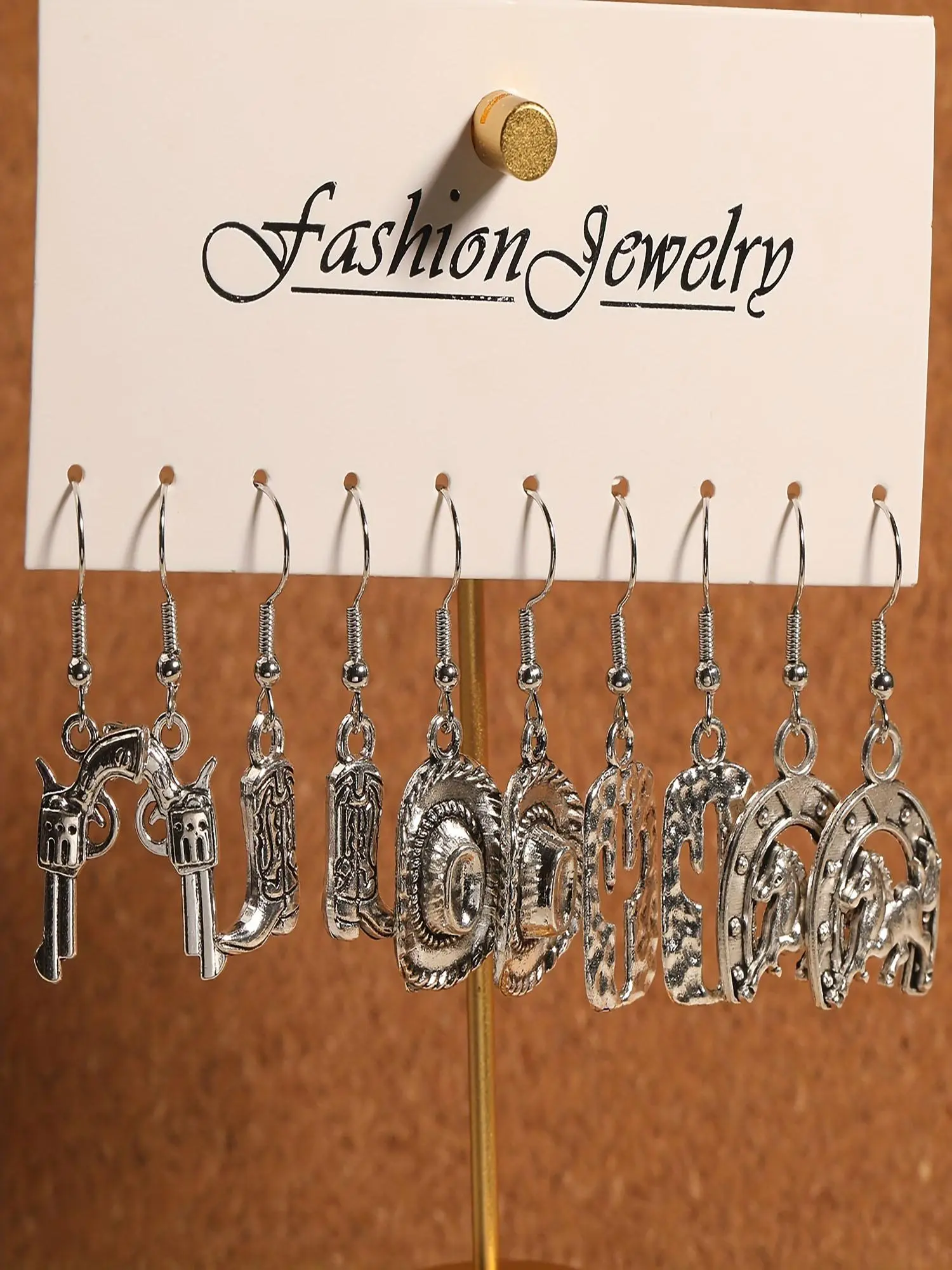 Western Cowboy Themed Earrings Set, Fashion Jewelry for Party, Daily Clothing Decor, Trendy All-match & Exquisite Jewelry for Birthday Gift, Trendy Fashionable Accessories, Earrings Stack Set, Earring Stacks, Casual Earrings Set