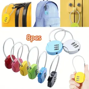 8 Pieces 3 Digit Combination Lock Outdoor Waterproof Padlock Mini Combination Padlock Luggage Lock for School Locker Backpack Travel Toolbox Storage