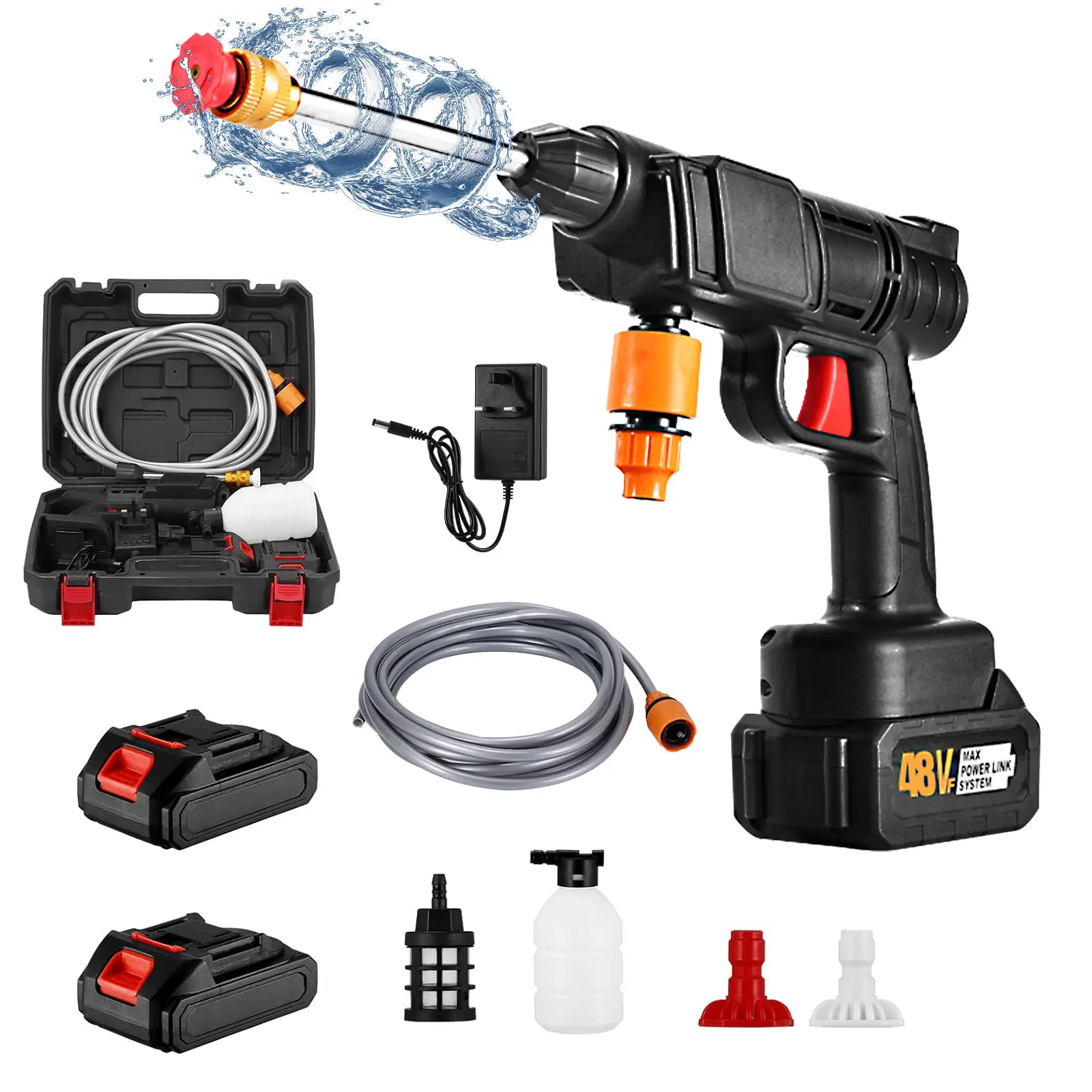 KEPEAK  550PSI/1500PSI Portable Electric Water Jet, Cordless High Pressure Spray Water Machine - for Car, House, and Garden Cleaning, Rechargeable Pressure Washer, Perfect Christmas & New Year Gift ldea