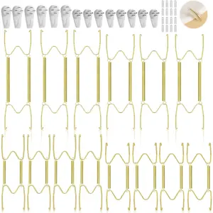 14 Pcs Gold Stainless Steel Plate Hangers 6-12 Inch with Hooks for Decorative Plates