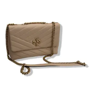 Pre-owned Tory Burch Leather Crossbody Bags Kira Chevron Small Shoulder Bag, Apricot B0B17DXR6Q