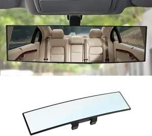 Shock Resistant 12 inch HD Panoramic Rear View Mirror for Cars SUVs Trucks Wide Viewing Range Safety First Adjustable Clip-on Universal Use White