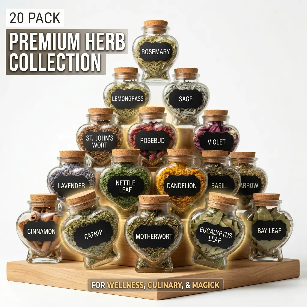20-Pack WitchTok Herb Kit - Organic Dried Herbs for Spell Jars, Energy Cleansing & Wiccan Rituals. Complete DIY Apothecary Starter Set.