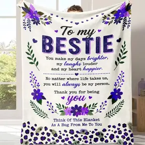 To My Bestie 'You Make My Days Brighter’ Floral Leopard Print Blanket,Best Friend Gift Cozy Flannel Blanket,Sister Gift,Emotional Blanket for Women,Mother's Day Friendship Gift,Gift for Her The perfect gift suitable for all