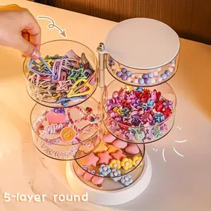 Multi-layer Rotating Jewelry Storage Box, Multilayer Storage, 1 Count Jewelry Organizer, Jewelry Display Stand, Home Organizer for Bracelet, Hair Tie, Hair Clip, Rotatable Storage