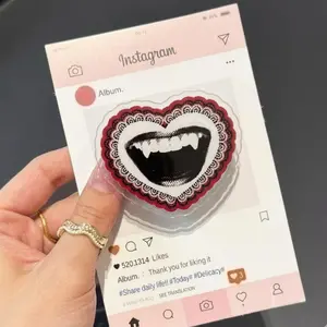 Vampire Gothic Heart with MagSafe Phone Grip, Horror Aesthetic Magnetic Phone Holder, Kawaii Scary Fan Gift , Kindle Accessories sticky Baby mount Library Card Flower-Shaped Multi-Functional Stand Universal Car Double-Sided Octo