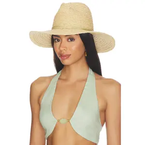Hat Attack Raffia Braid Continental Fedora Hat in Gold Wrap