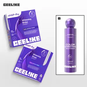 CEELIKE Teeth Whitening Bundle – 2 Packs Purple Whitening Strips (7/21 Sessions) + Stain Removing Mouthwash, Enamel-Safe, Peroxide-Free & Non-Sensitive