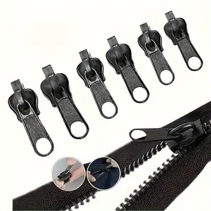 6/12/18pcs Zipper Fix Kit - Easy-Install Emergency Repair Buckles Black Compatible with Clothing