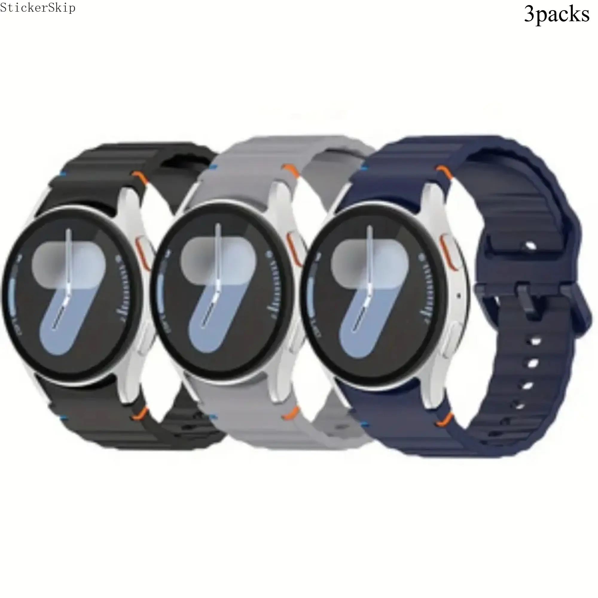 2026 NEW hot 3-Pack Sport Bands for Galaxy Watch 7, Soft Silicone Replacement Straps, Compatible with  Galaxy Watch Fe/6/5/4, Unisex, Durable, Fashionable