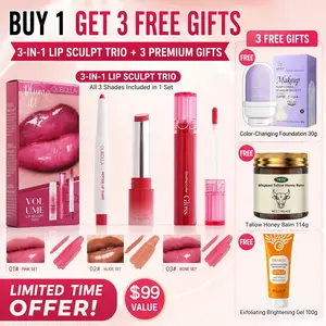 Volume Hack Trio Sweet Fig Set | Lip Combo for Plump, Hydrated & Glossy Lips | 3-in-1 Kit (3 Shades, Lip Mate Pencil 0.5g, Melting Balm 3.5g, & Color Gloss 4g) Deals for You Days