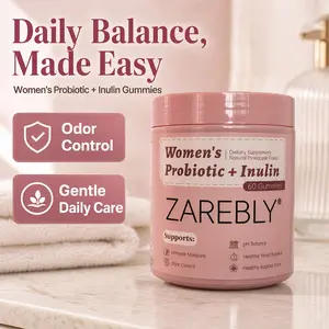 ZAREBLY Women’s Probiotic + Inulin Gummies | Feminine pH Balance, Intimate Moisture & Odor Control, Prebiotic Inulin XOS Supplement, Pineapple Flavor 60 Count for Feminine Flora & Yeast Balance