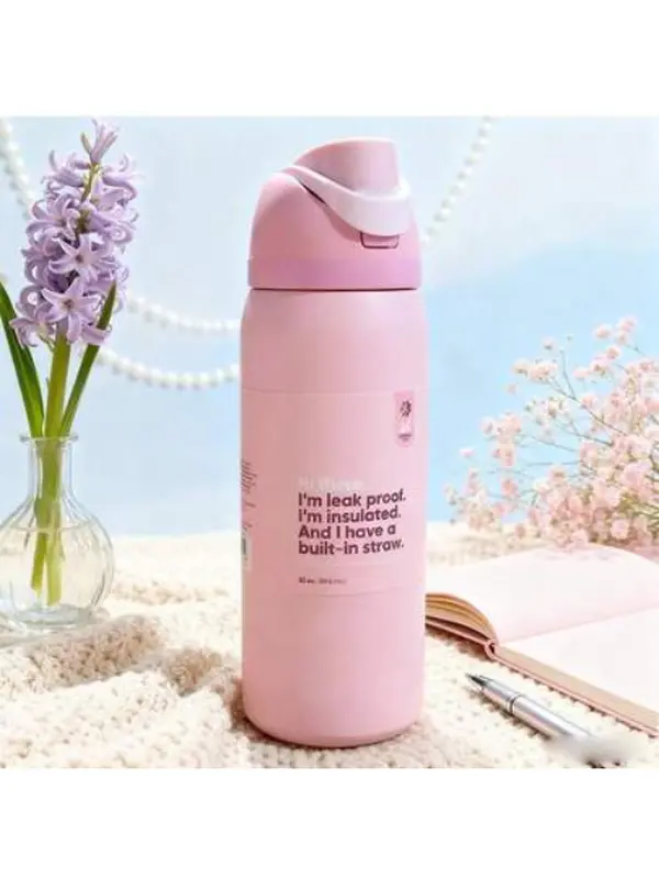OWLA 32oz Big Bow Insulated Water Bottle with Straw, Kitchenware Drinkware