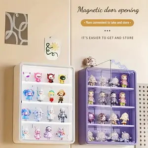 Three-Layer Wall-Mounted Figure Model Storage Display Box Multifunctional Plastic Magnetic Door Opening for Convenient Storage and Display