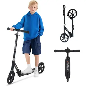 Scooter for Kids 8-12, Teens and Adults- Adjustable Height Folding Kick Scooter with Large Sturdy Wheels for a Smooth Ride, Lightweight, Anti-Shock Suspension, Scooter for Boys and Girls-Navy