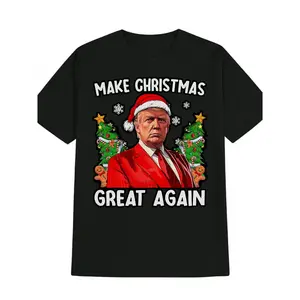 Make Christmas Great Again Funny Trump Graphic Cotton T-Shirt, Christmas Gift for Him Her, Oversized Comfort Fashion Holiday Tee